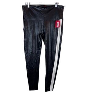 Spanx Faux Leather Stripe Leggings High Rise Sculpting Stretch 2X